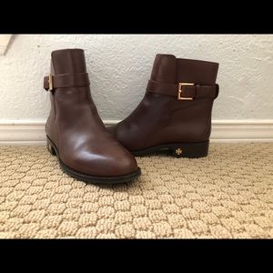 tory burch brown leather booties
